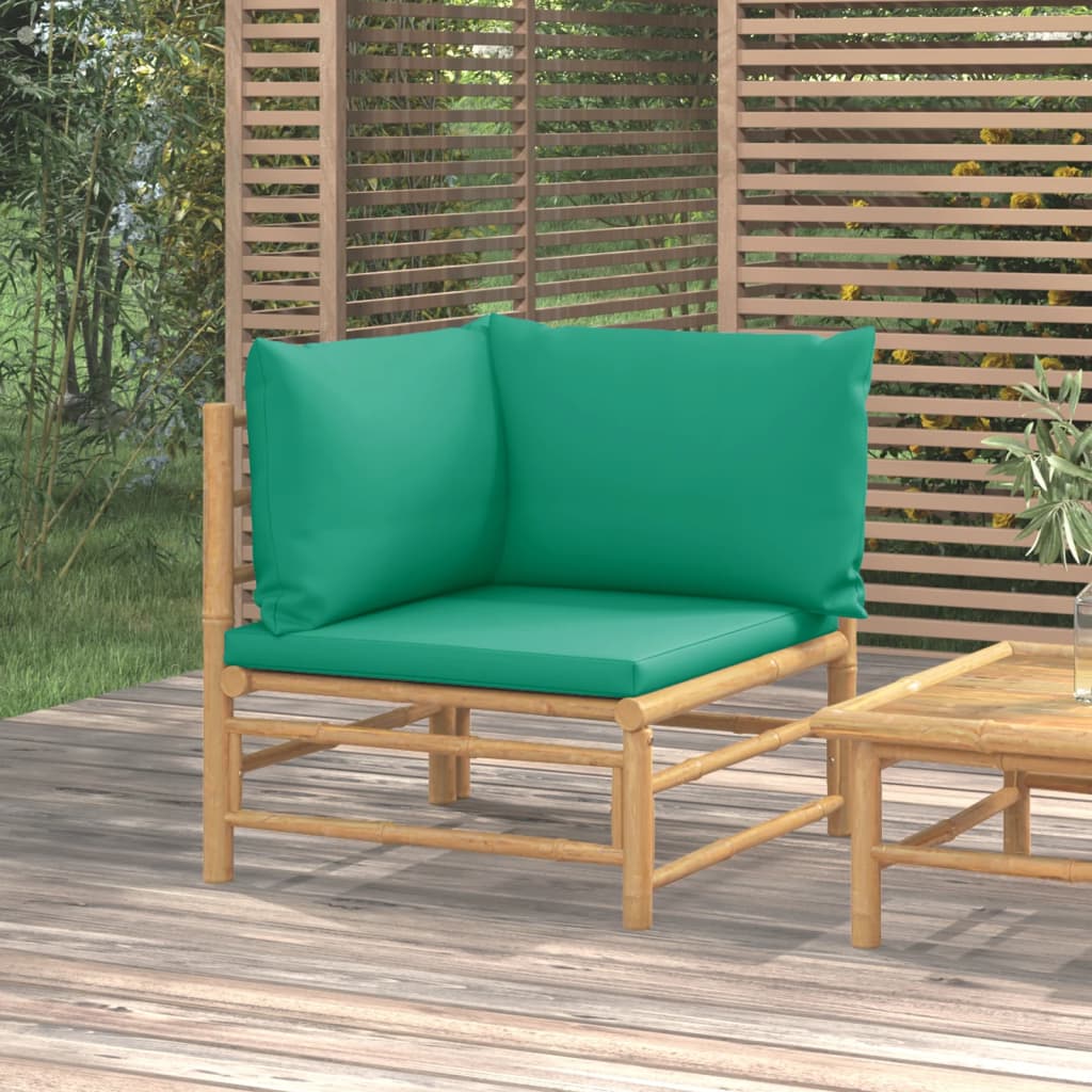 3-Tlg. Garten-Lounge-Set Mit En Kissen Bambus