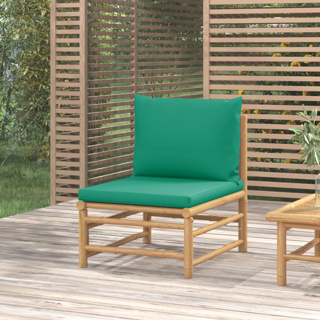 3-Tlg. Garten-Lounge-Set Mit En Kissen Bambus