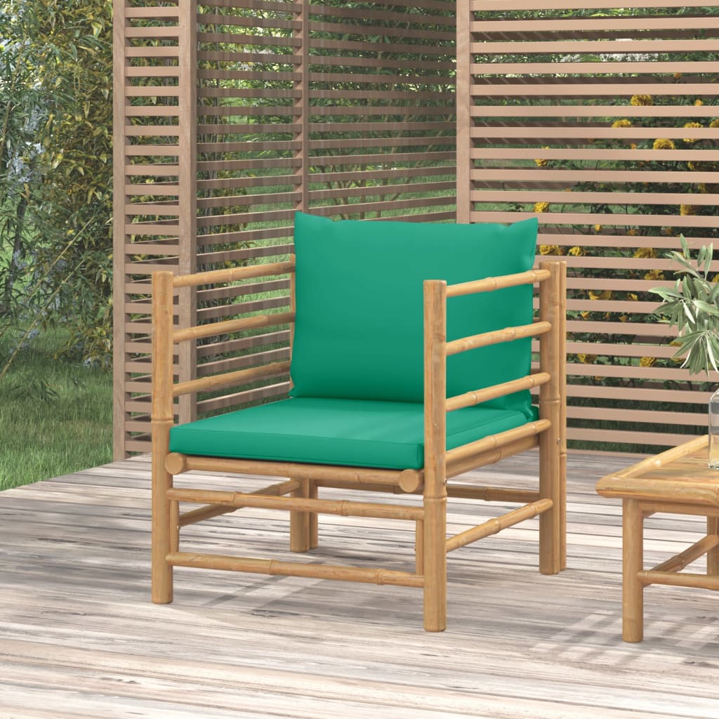 3-Tlg. Garten-Lounge-Set Mit En Kissen Bambus