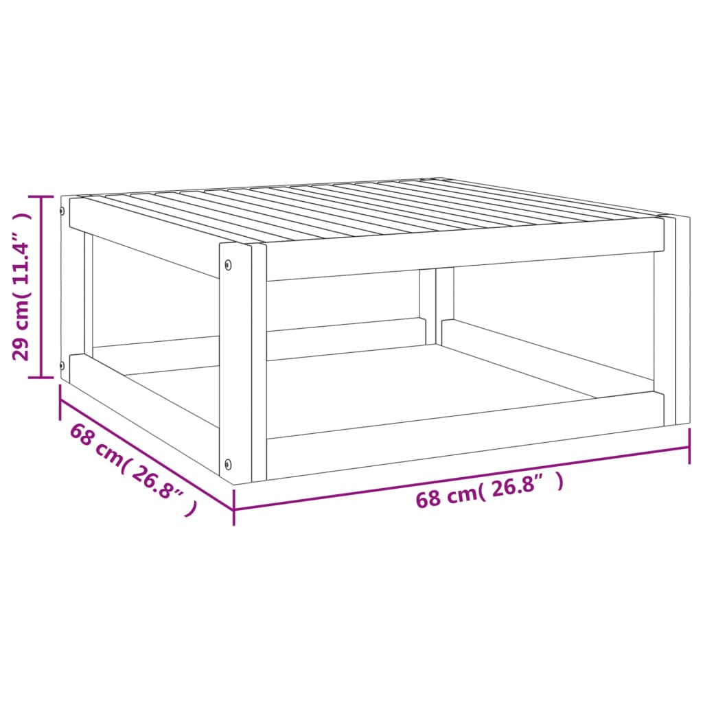 Couch 68X68X29 Cm Massivholz Akazie