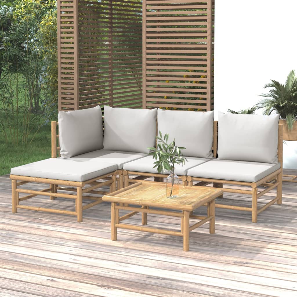 12-Tlg. Garten-Lounge-Set Mit Kissen Bambus