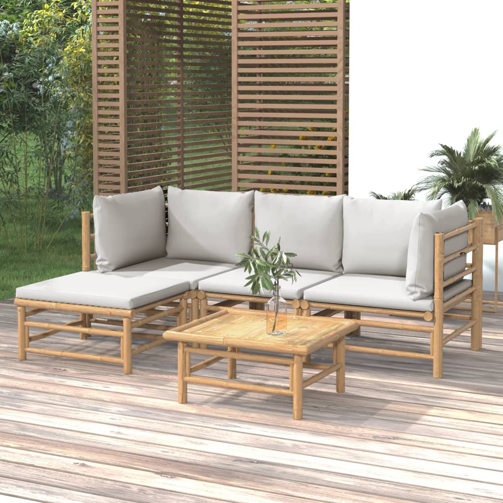 12-Tlg. Garten-Lounge-Set Mit Kissen Bambus