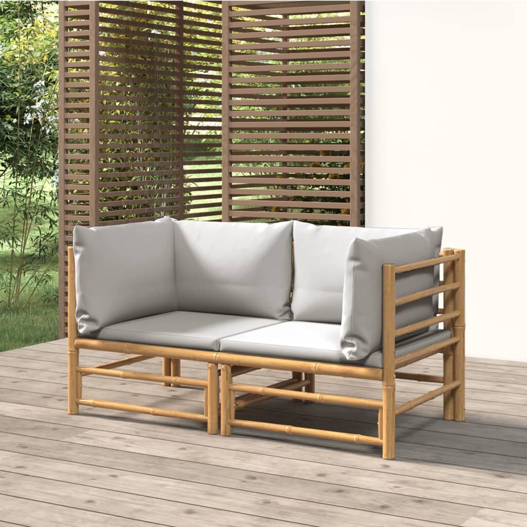 12-Tlg. Garten-Lounge-Set Mit Kissen Bambus