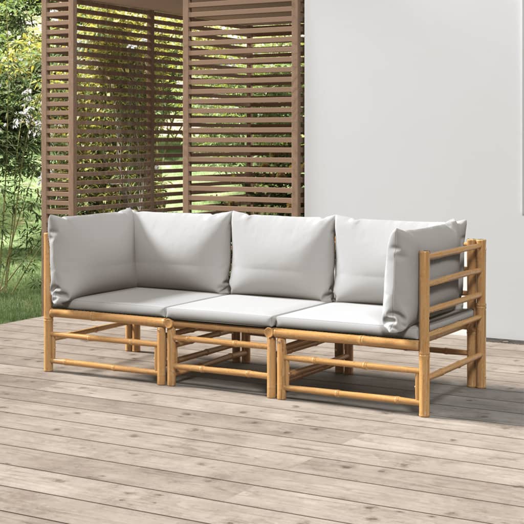 12-Tlg. Garten-Lounge-Set Mit Kissen Bambus