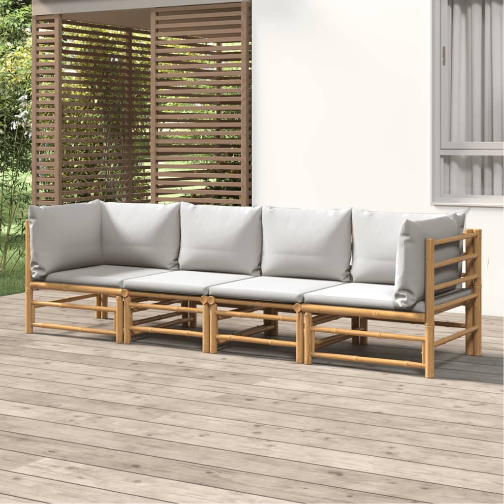 12-Tlg. Garten-Lounge-Set Mit Kissen Bambus