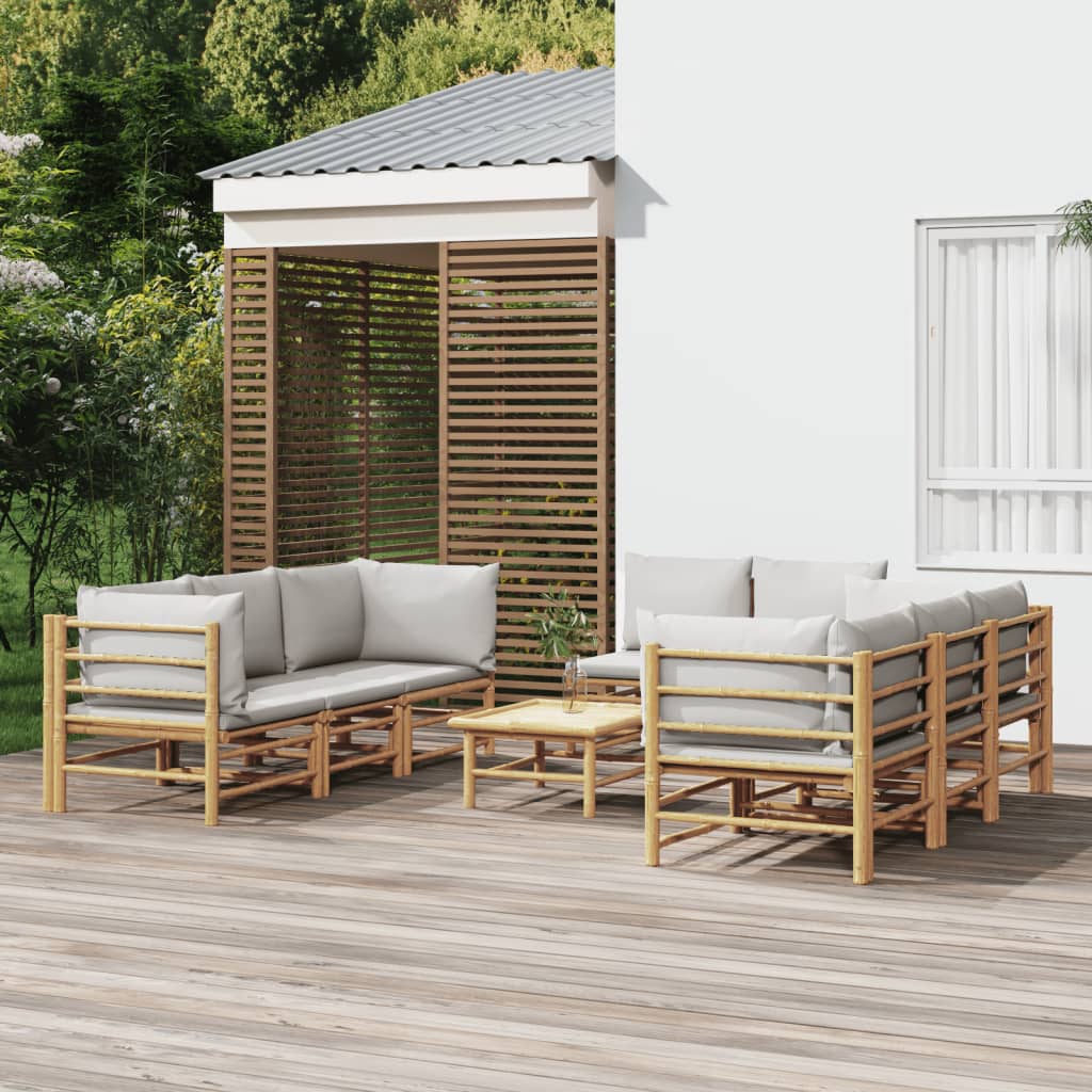 12-Tlg. Garten-Lounge-Set Mit Kissen Bambus