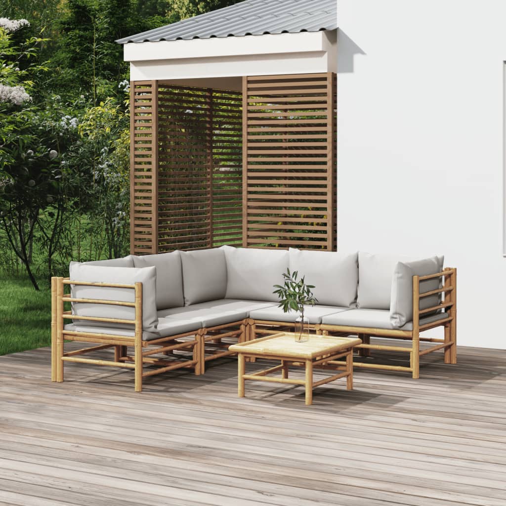 12-Tlg. Garten-Lounge-Set Mit Kissen Bambus