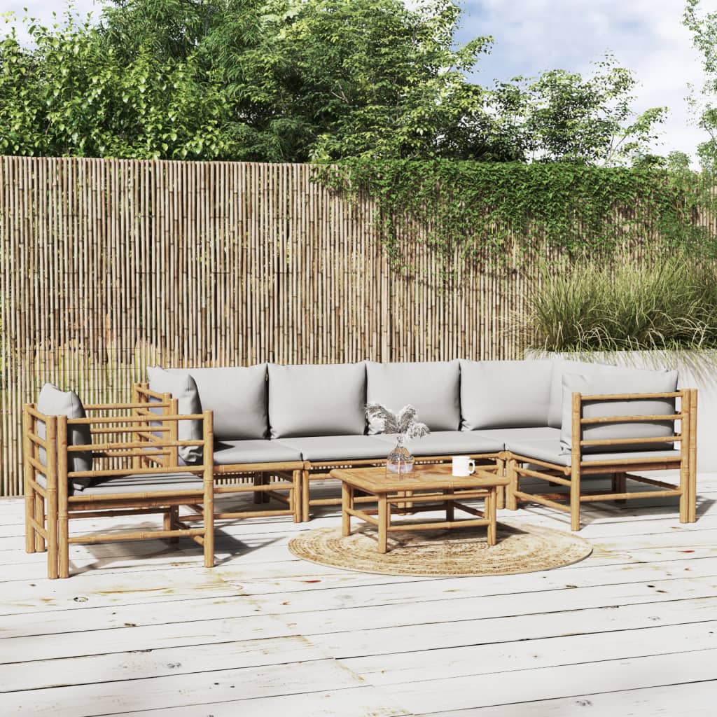 12-Tlg. Garten-Lounge-Set Mit Kissen Bambus