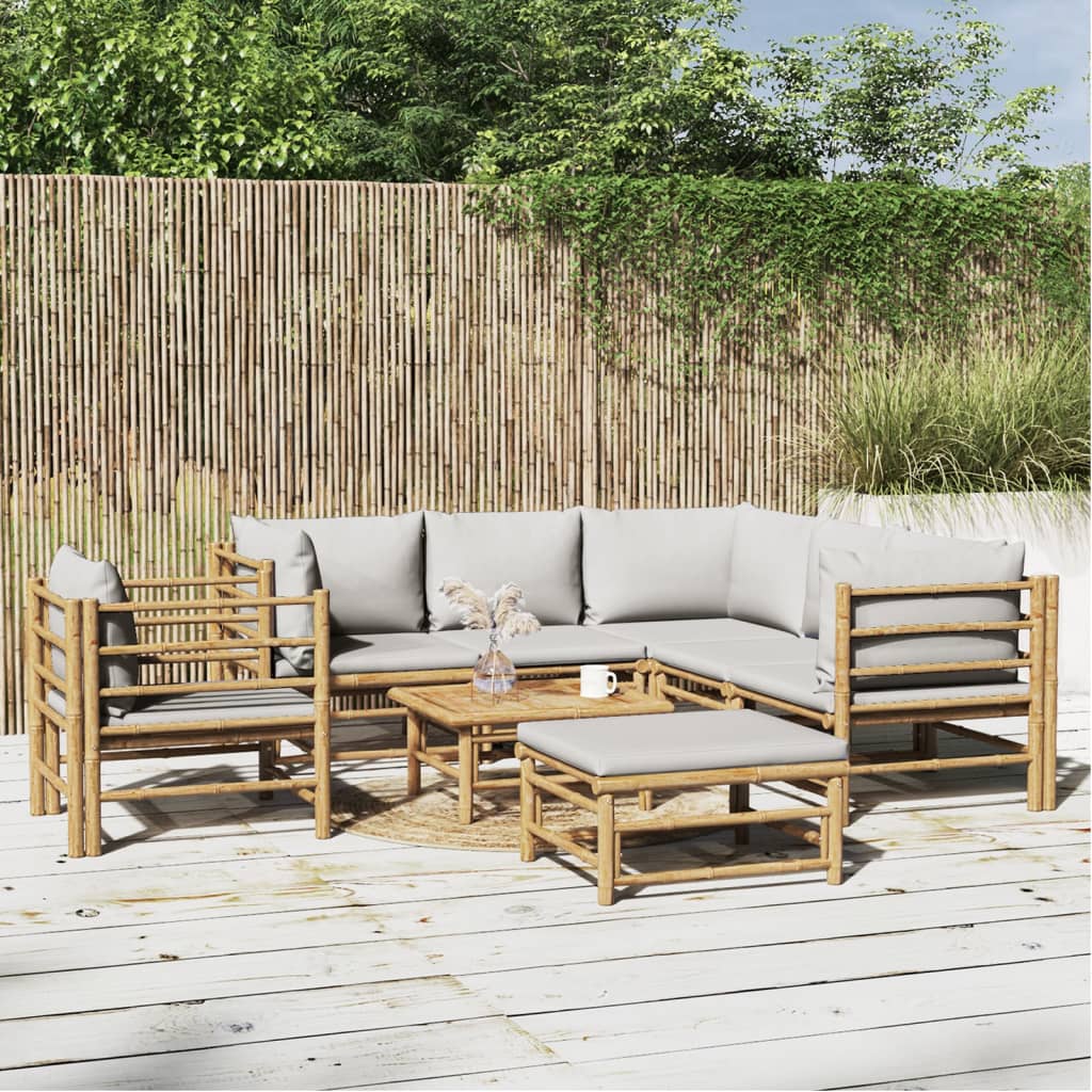 12-Tlg. Garten-Lounge-Set Mit Kissen Bambus