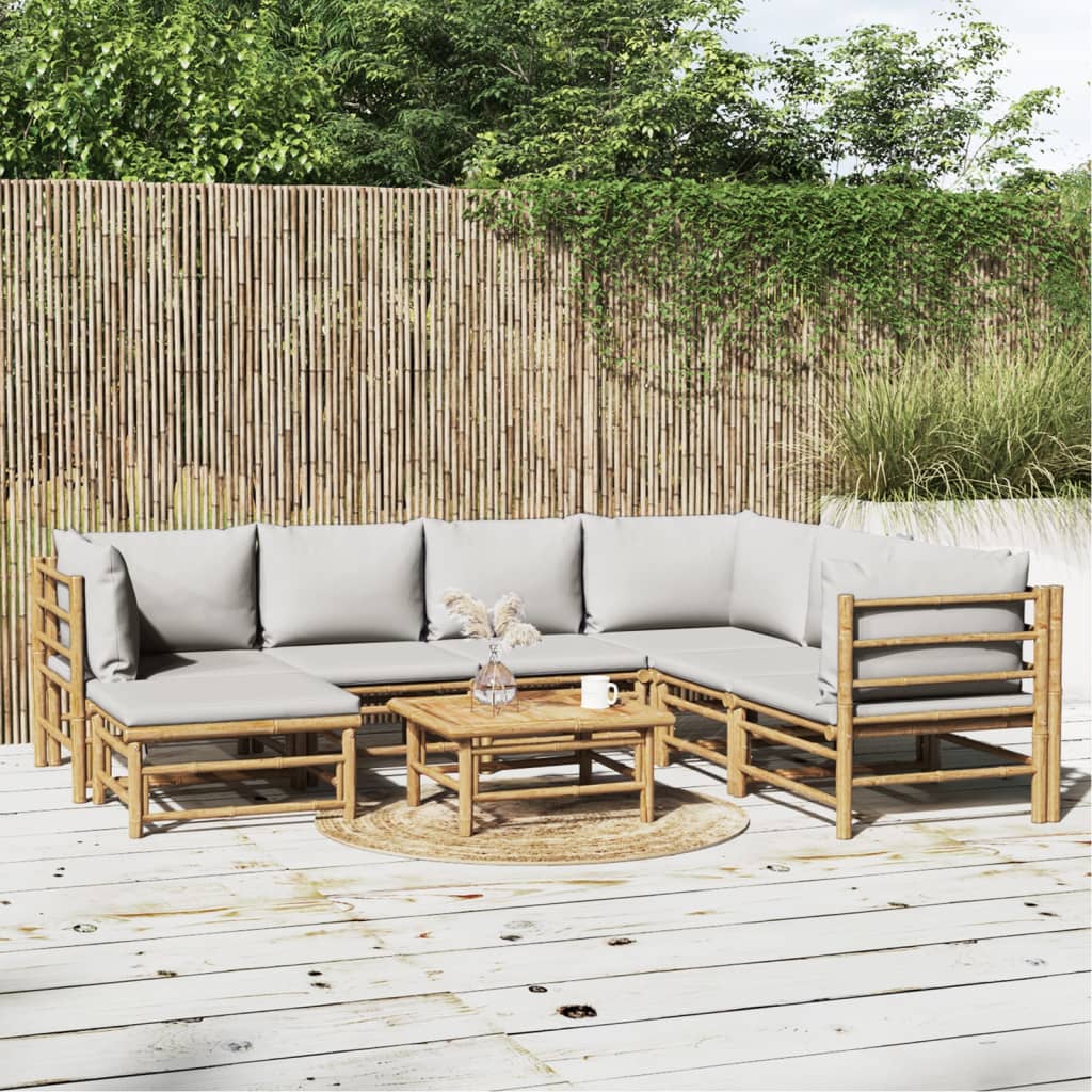 12-Tlg. Garten-Lounge-Set Mit Kissen Bambus