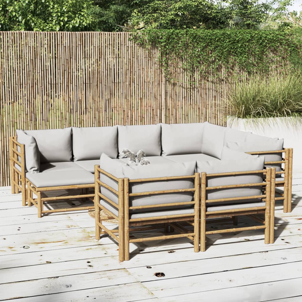 12-Tlg. Garten-Lounge-Set Mit Kissen Bambus