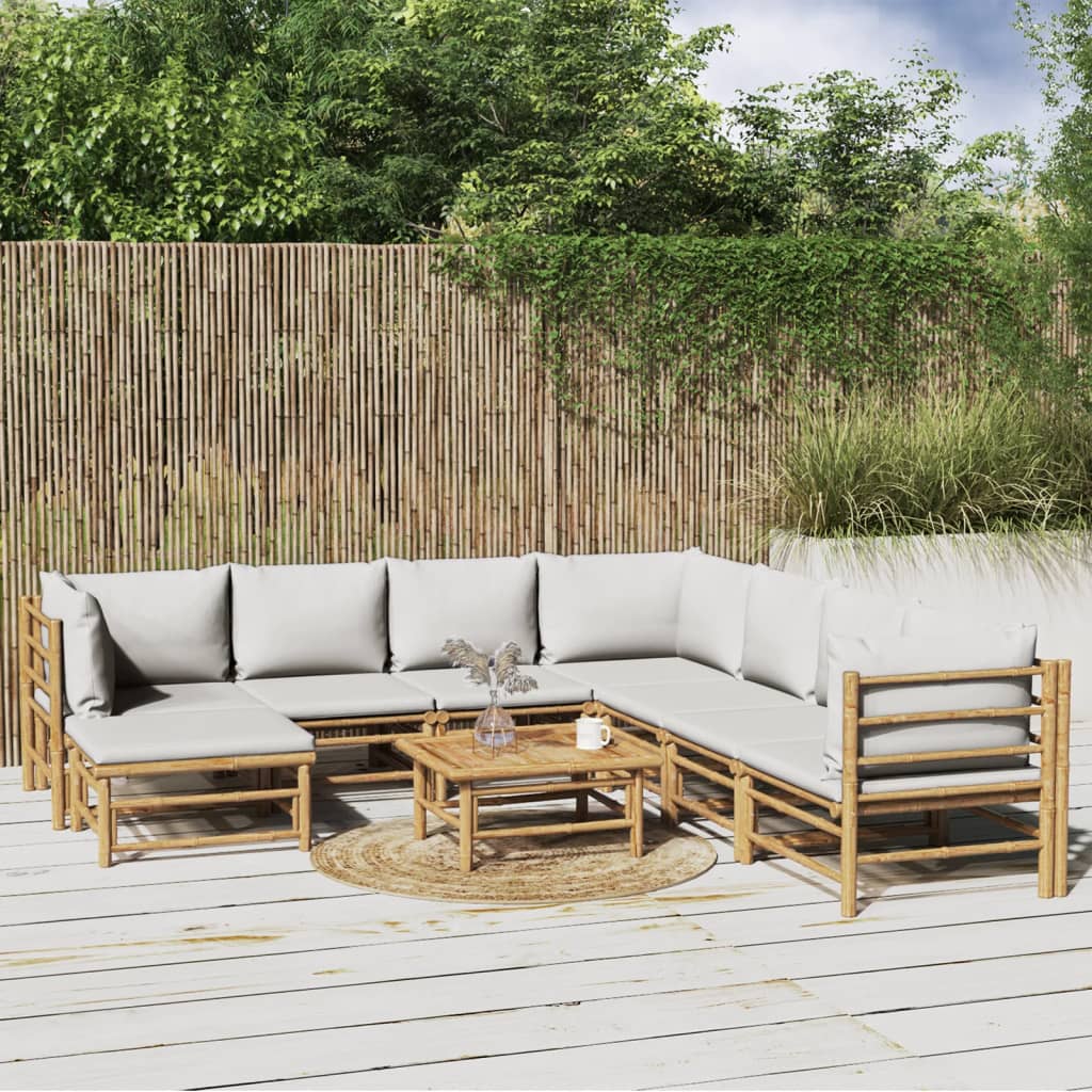 12-Tlg. Garten-Lounge-Set Mit Kissen Bambus