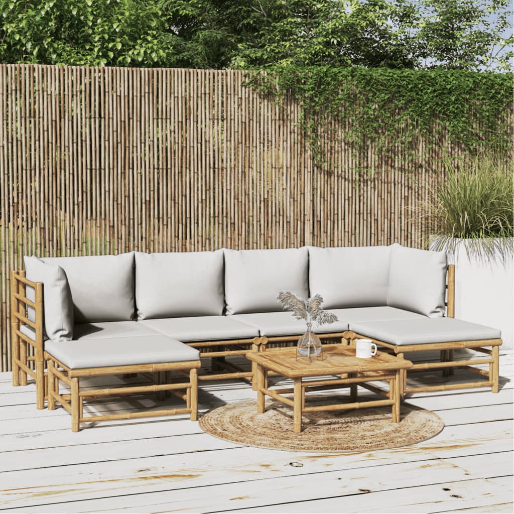 12-Tlg. Garten-Lounge-Set Mit Kissen Bambus