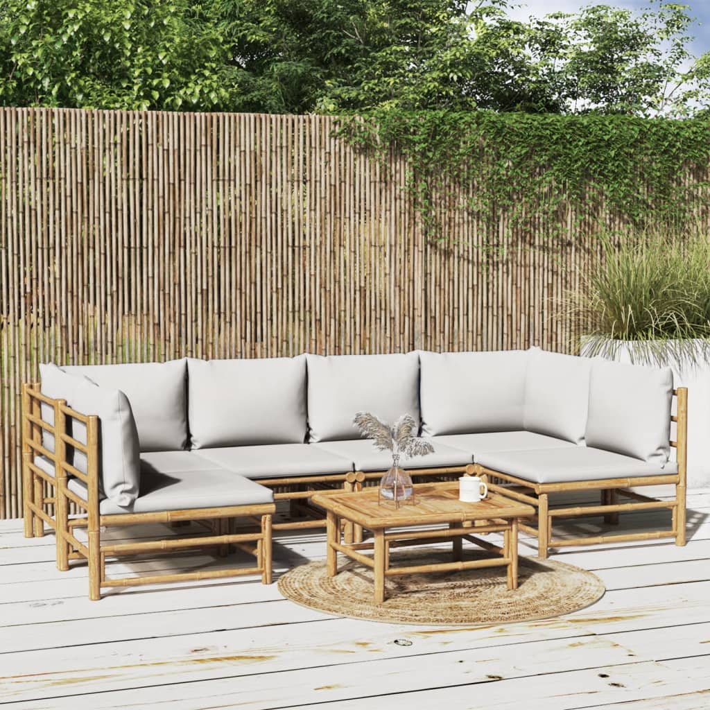 12-Tlg. Garten-Lounge-Set Mit Kissen Bambus