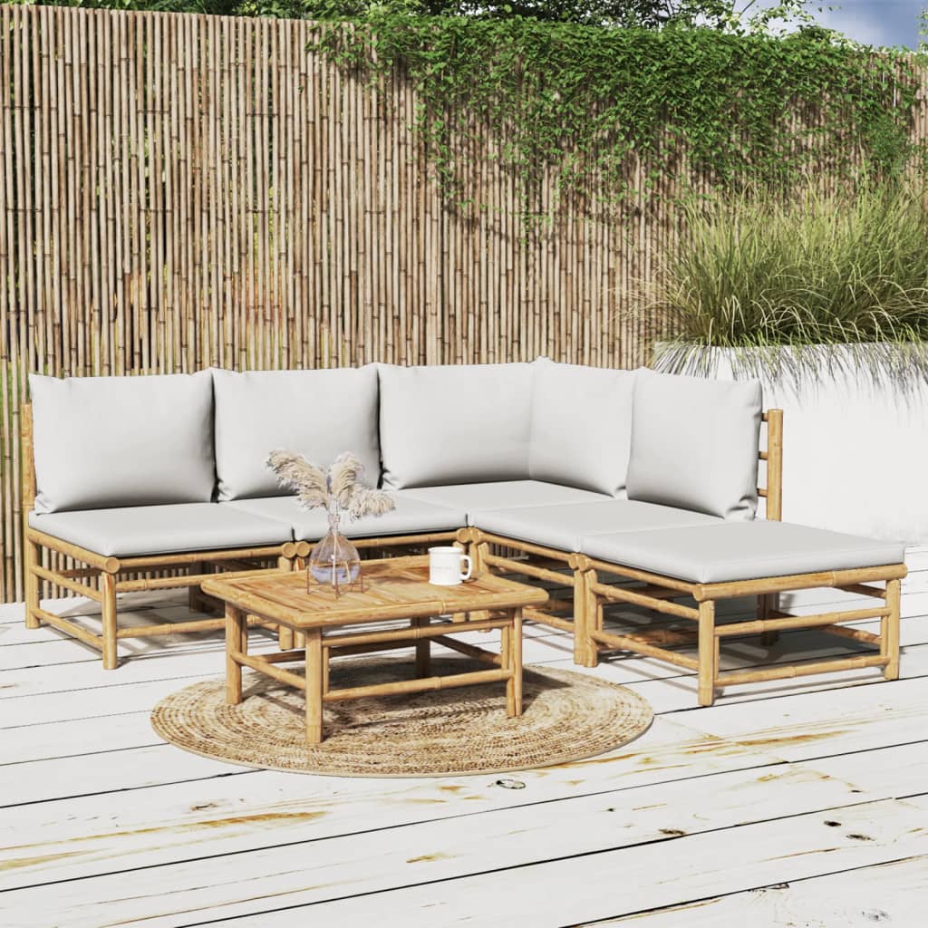 12-Tlg. Garten-Lounge-Set Mit Kissen Bambus