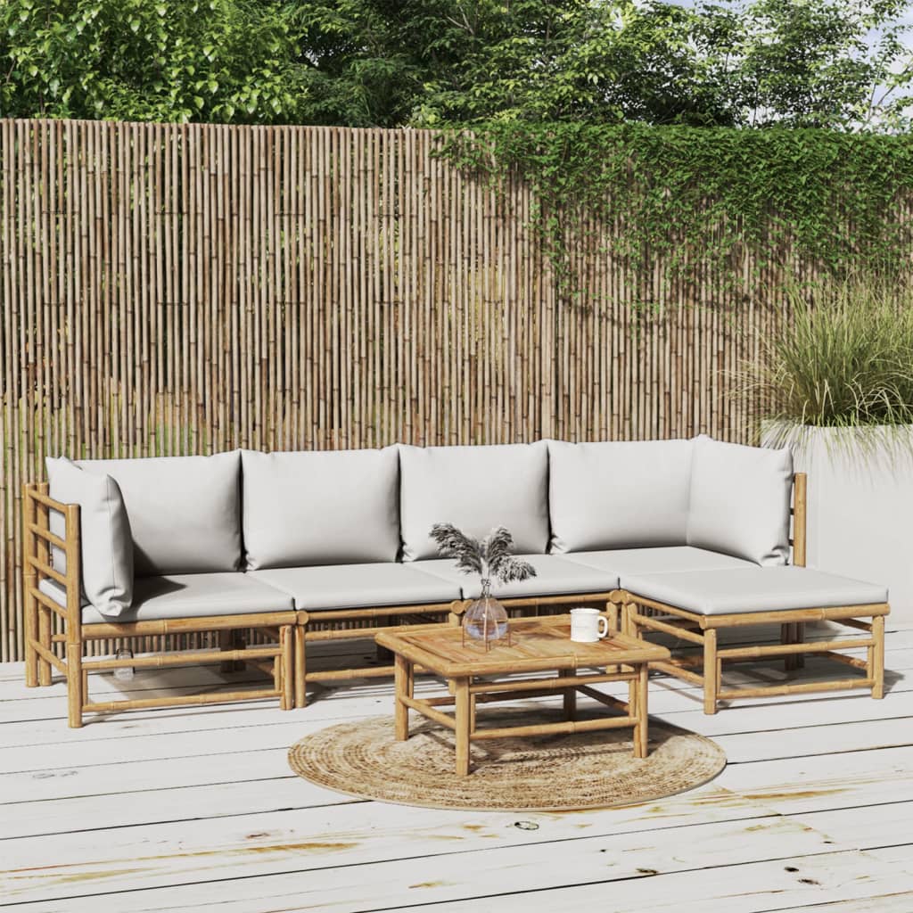 12-Tlg. Garten-Lounge-Set Mit Kissen Bambus