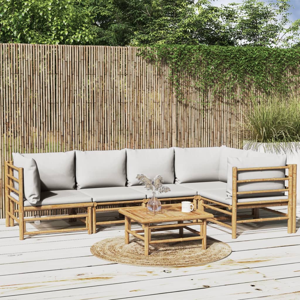 12-Tlg. Garten-Lounge-Set Mit Kissen Bambus