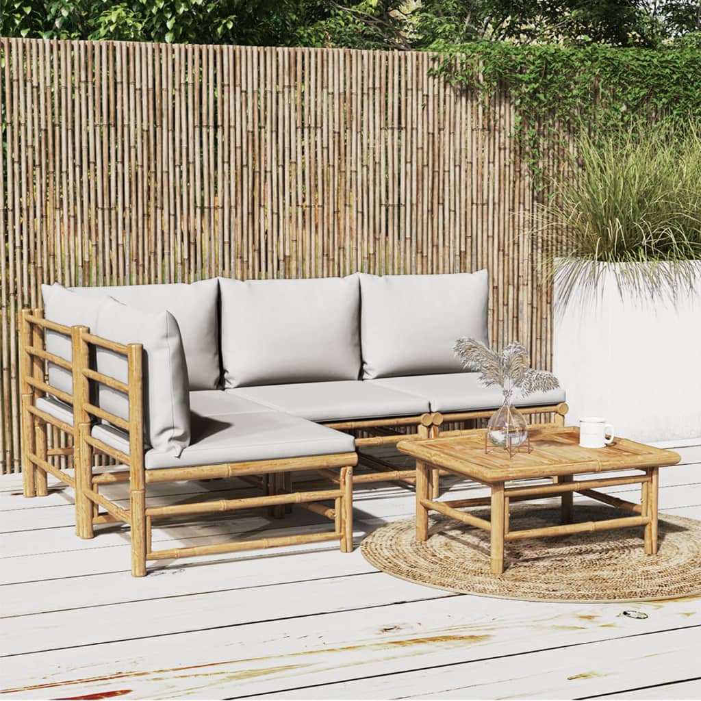 12-Tlg. Garten-Lounge-Set Mit Kissen Bambus