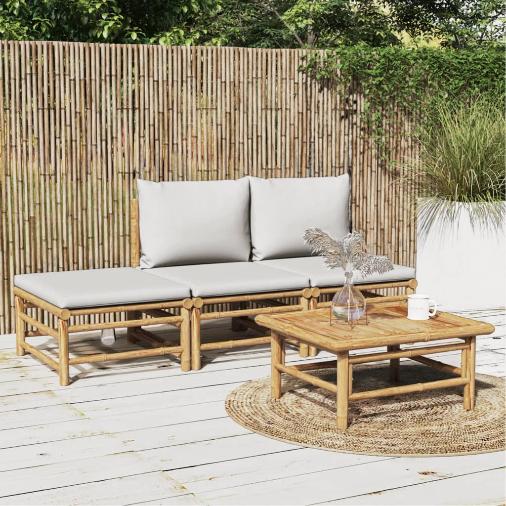 12-Tlg. Garten-Lounge-Set Mit Kissen Bambus