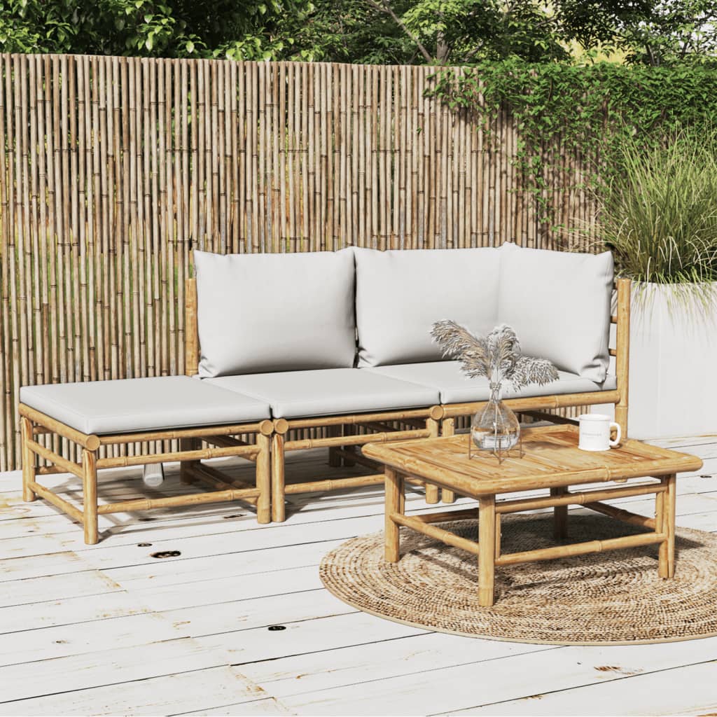 12-Tlg. Garten-Lounge-Set Mit Kissen Bambus