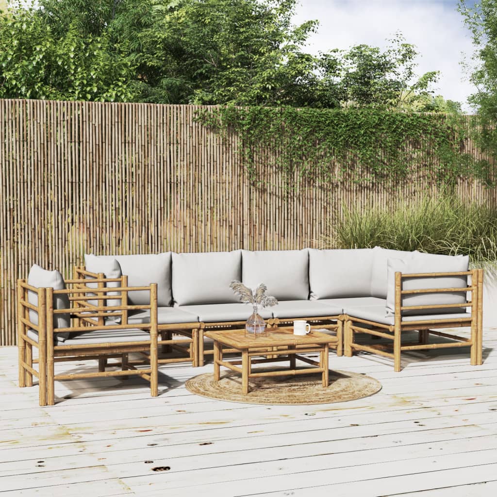 12-Tlg. Garten-Lounge-Set Mit Kissen Bambus