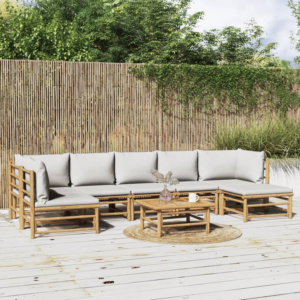 12-Tlg. Garten-Lounge-Set Mit Kissen Bambus