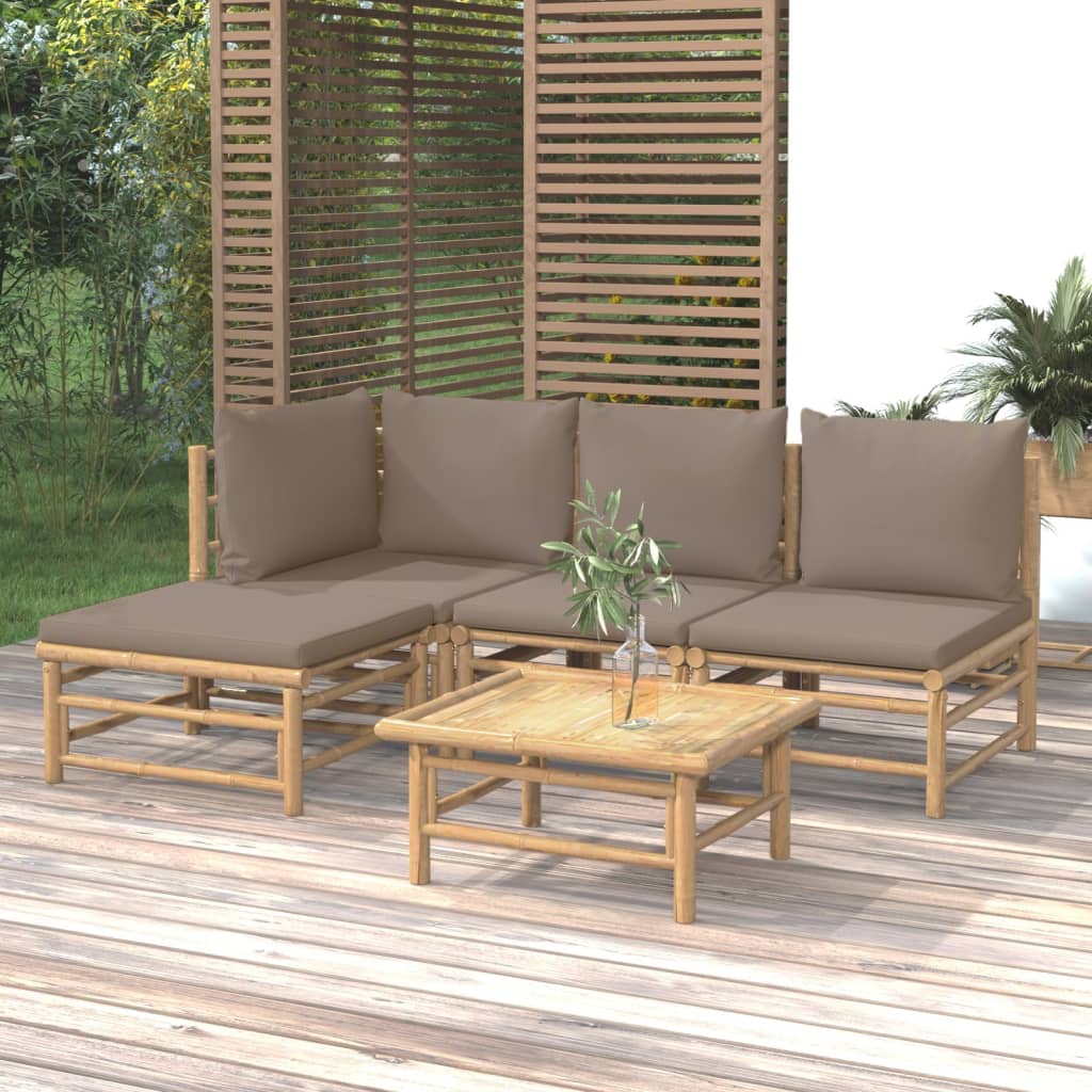 12-Tlg. Garten-Lounge-Set Mit Kissen Bambus