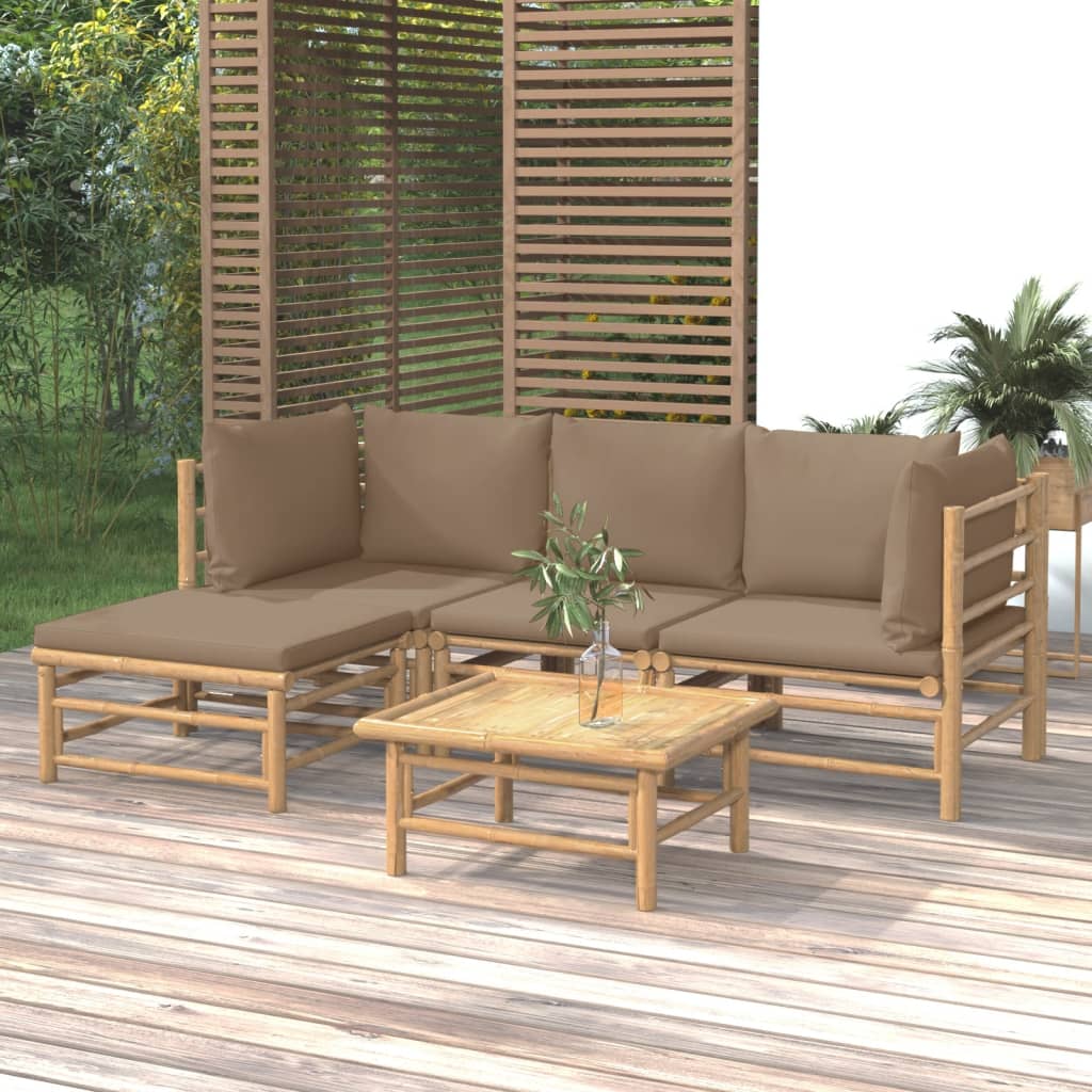 12-Tlg. Garten-Lounge-Set Mit Kissen Bambus