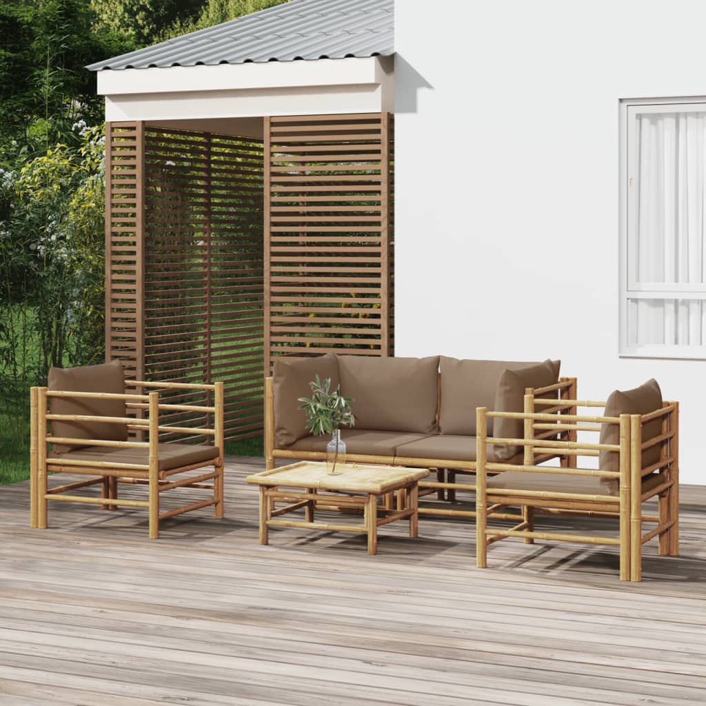 12-Tlg. Garten-Lounge-Set Mit Kissen Bambus