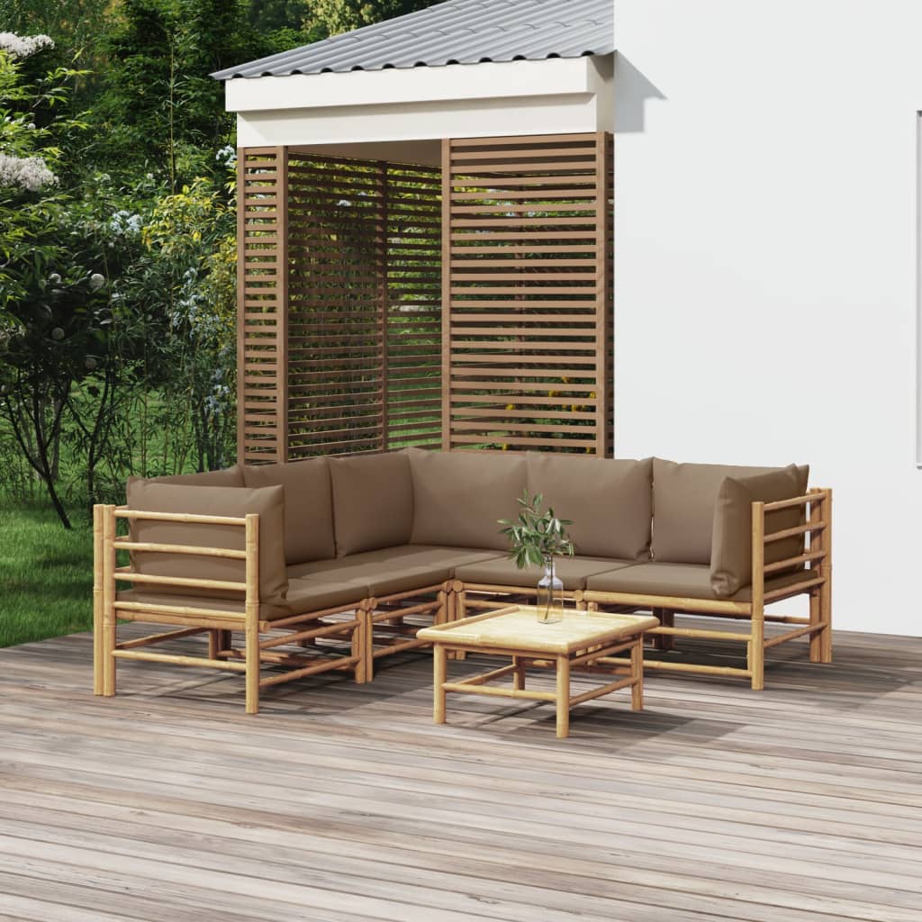 12-Tlg. Garten-Lounge-Set Mit Kissen Bambus