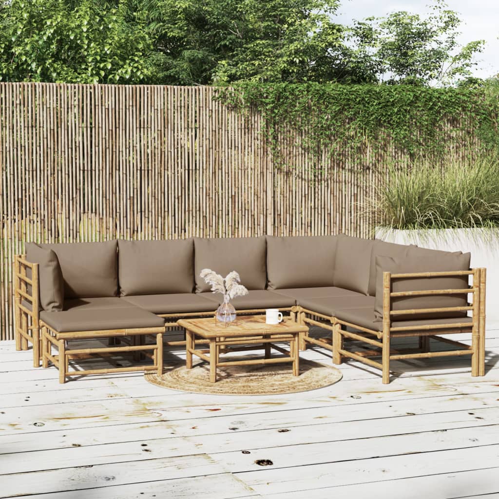 12-Tlg. Garten-Lounge-Set Mit Kissen Bambus