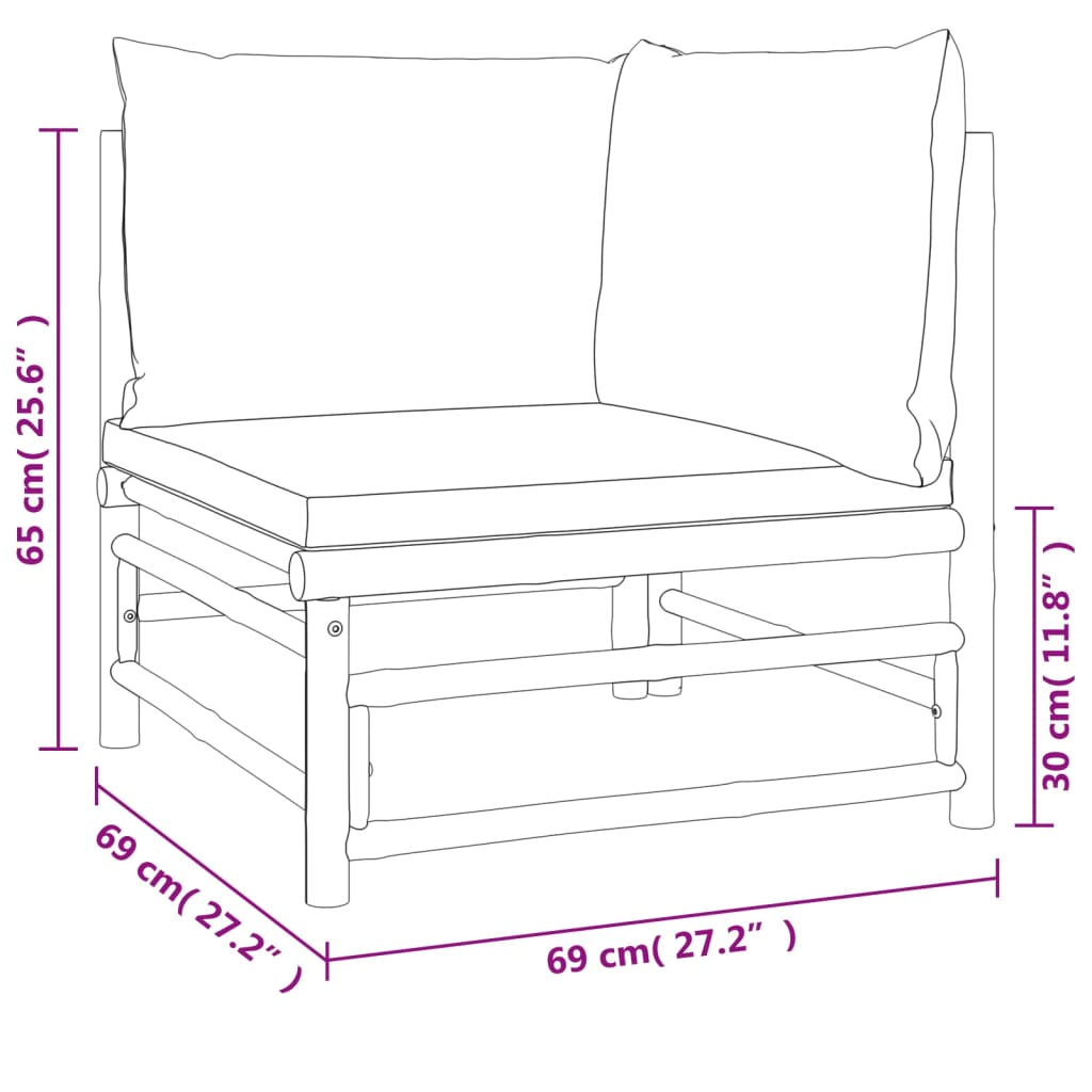 12-Tlg. Garten-Lounge-Set Mit Kissen Bambus