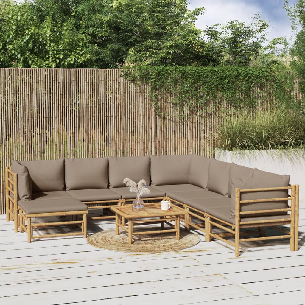 12-Tlg. Garten-Lounge-Set Mit Kissen Bambus