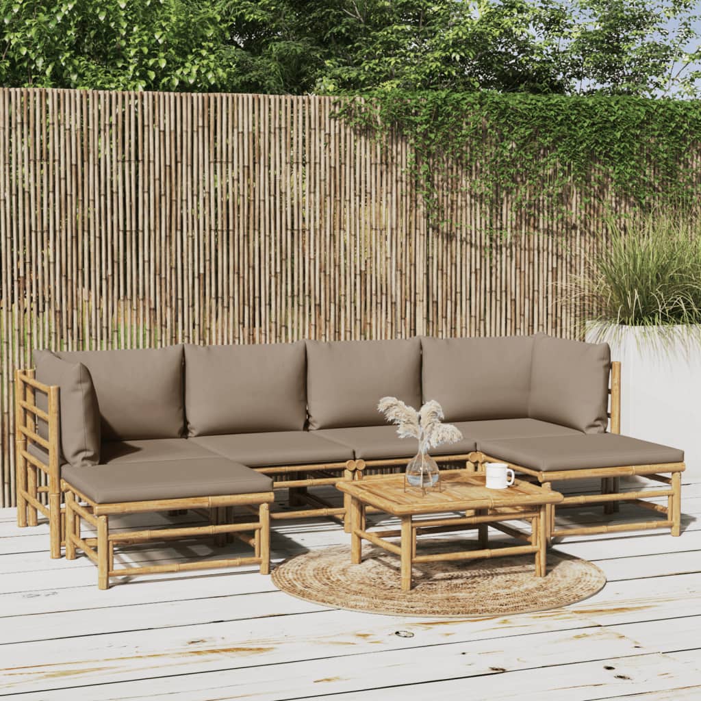 12-Tlg. Garten-Lounge-Set Mit Kissen Bambus