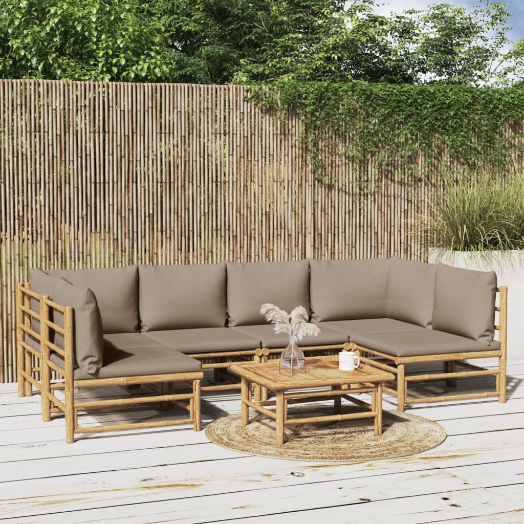 12-Tlg. Garten-Lounge-Set Mit Kissen Bambus