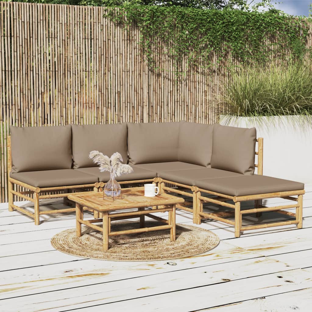 12-Tlg. Garten-Lounge-Set Mit Kissen Bambus