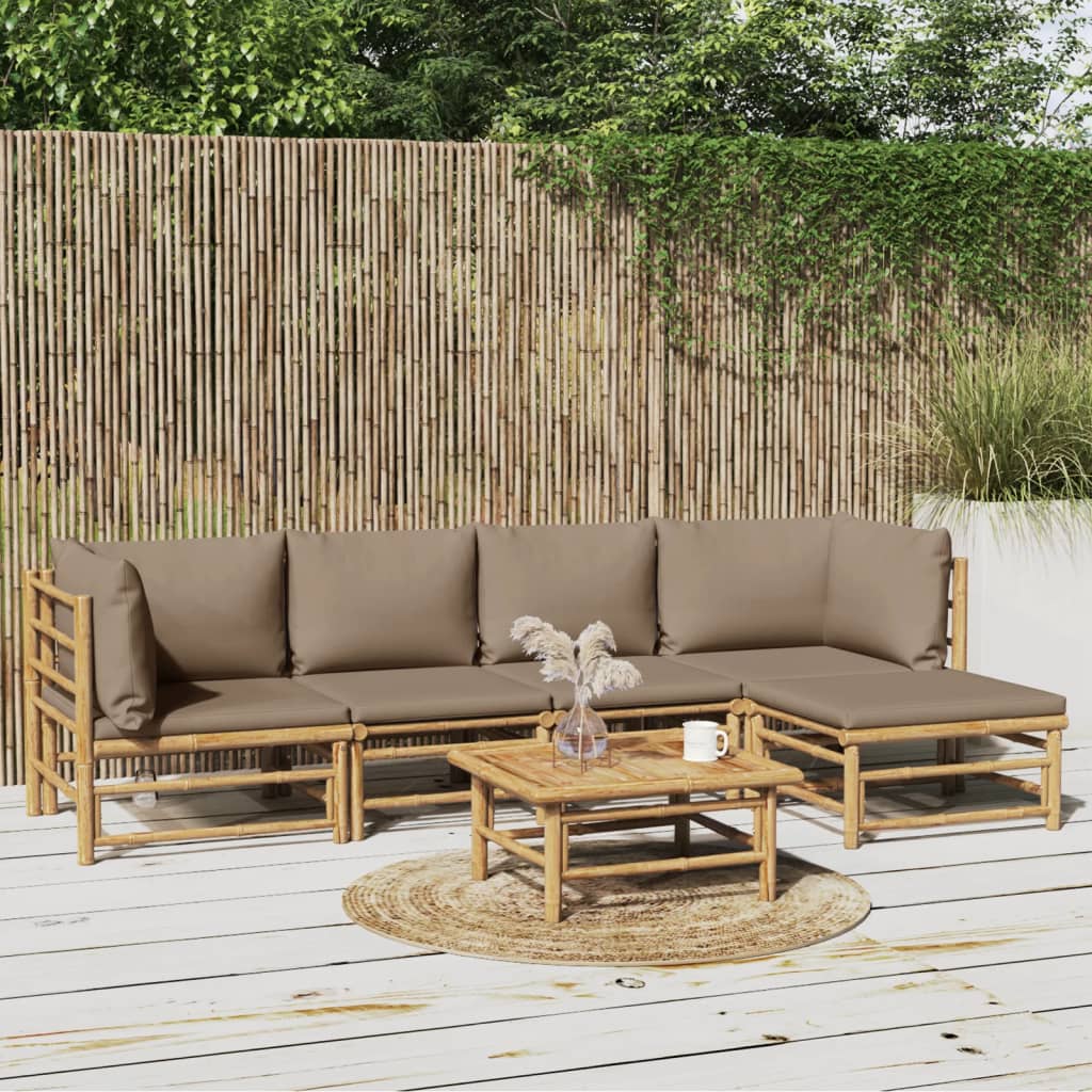 12-Tlg. Garten-Lounge-Set Mit Kissen Bambus