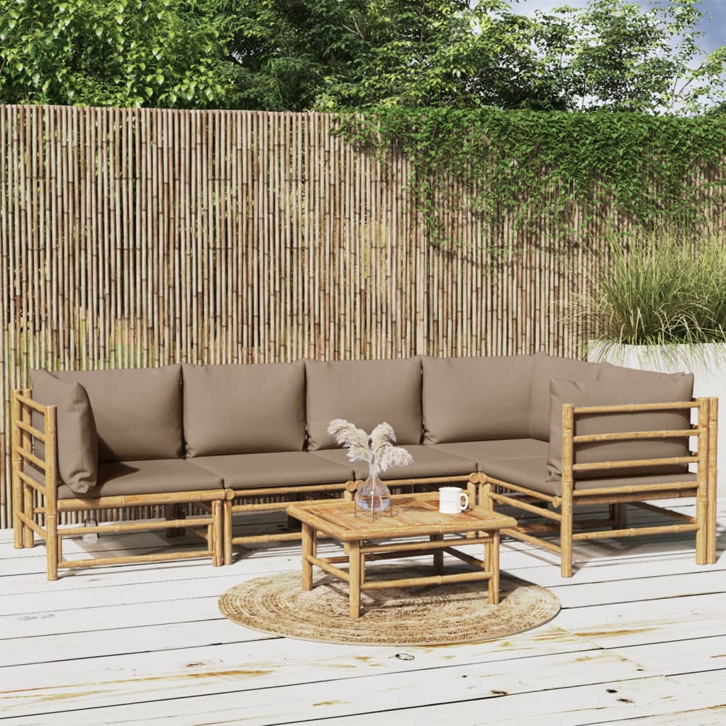 12-Tlg. Garten-Lounge-Set Mit Kissen Bambus