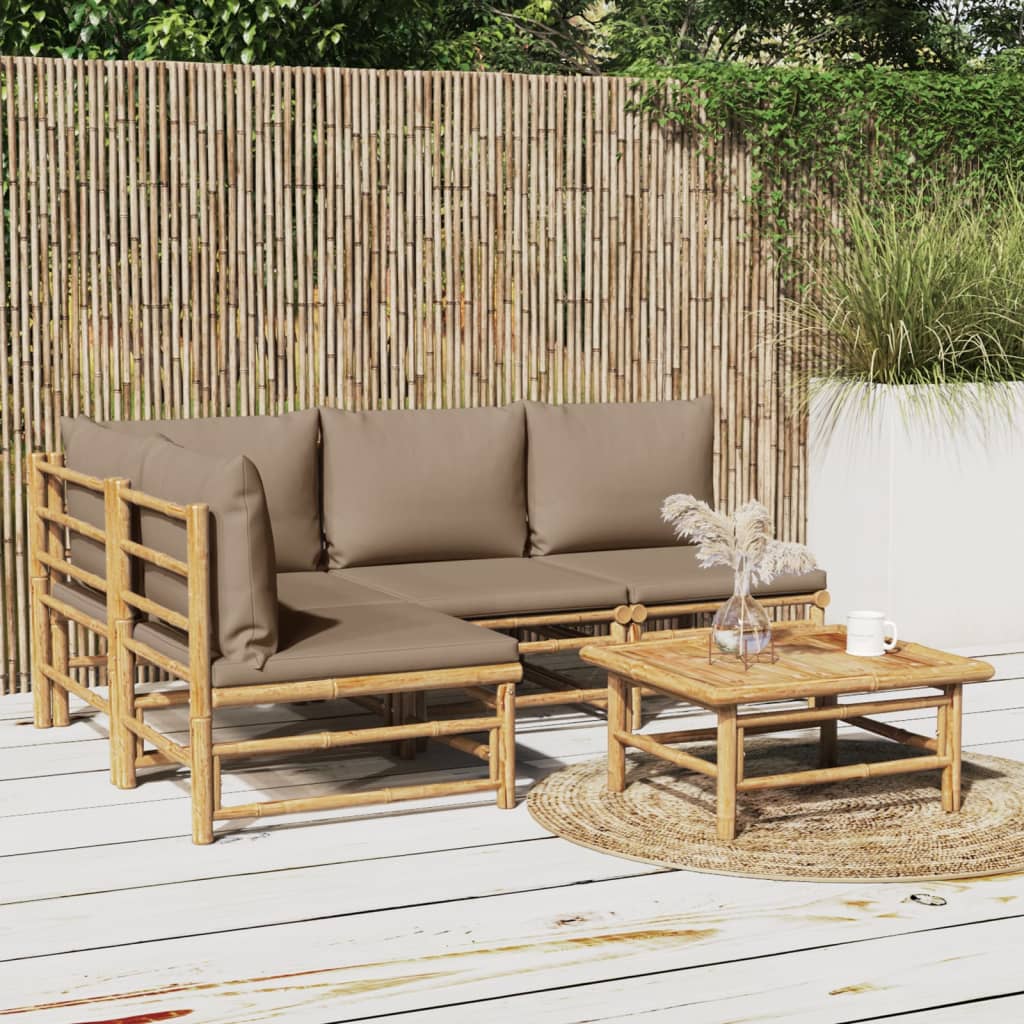 12-Tlg. Garten-Lounge-Set Mit Kissen Bambus