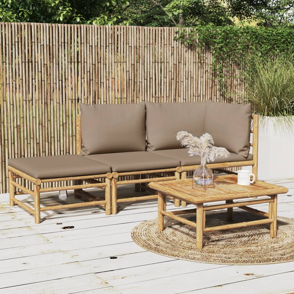 12-Tlg. Garten-Lounge-Set Mit Kissen Bambus