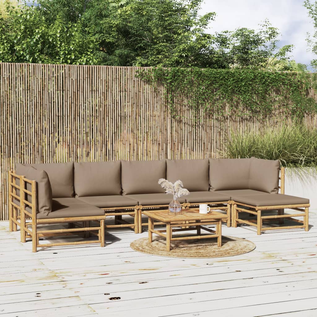 12-Tlg. Garten-Lounge-Set Mit Kissen Bambus