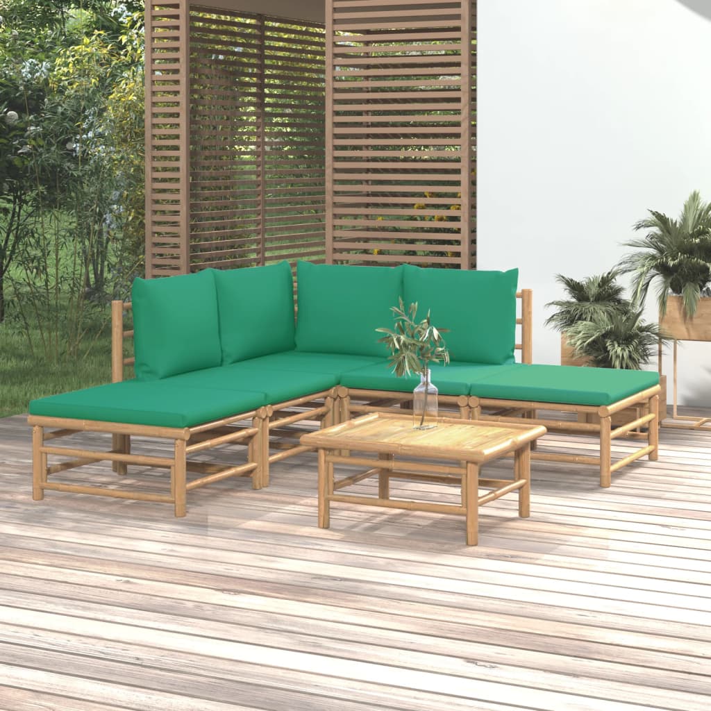 12-Tlg. Garten-Lounge-Set Mit Kissen Bambus