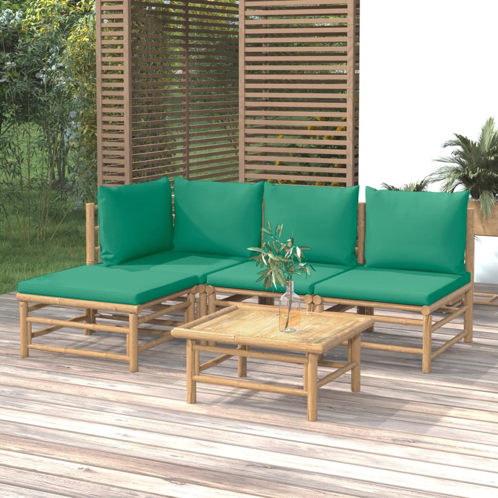 12-Tlg. Garten-Lounge-Set Mit Kissen Bambus