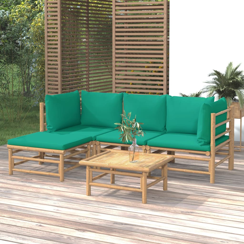 12-Tlg. Garten-Lounge-Set Mit Kissen Bambus