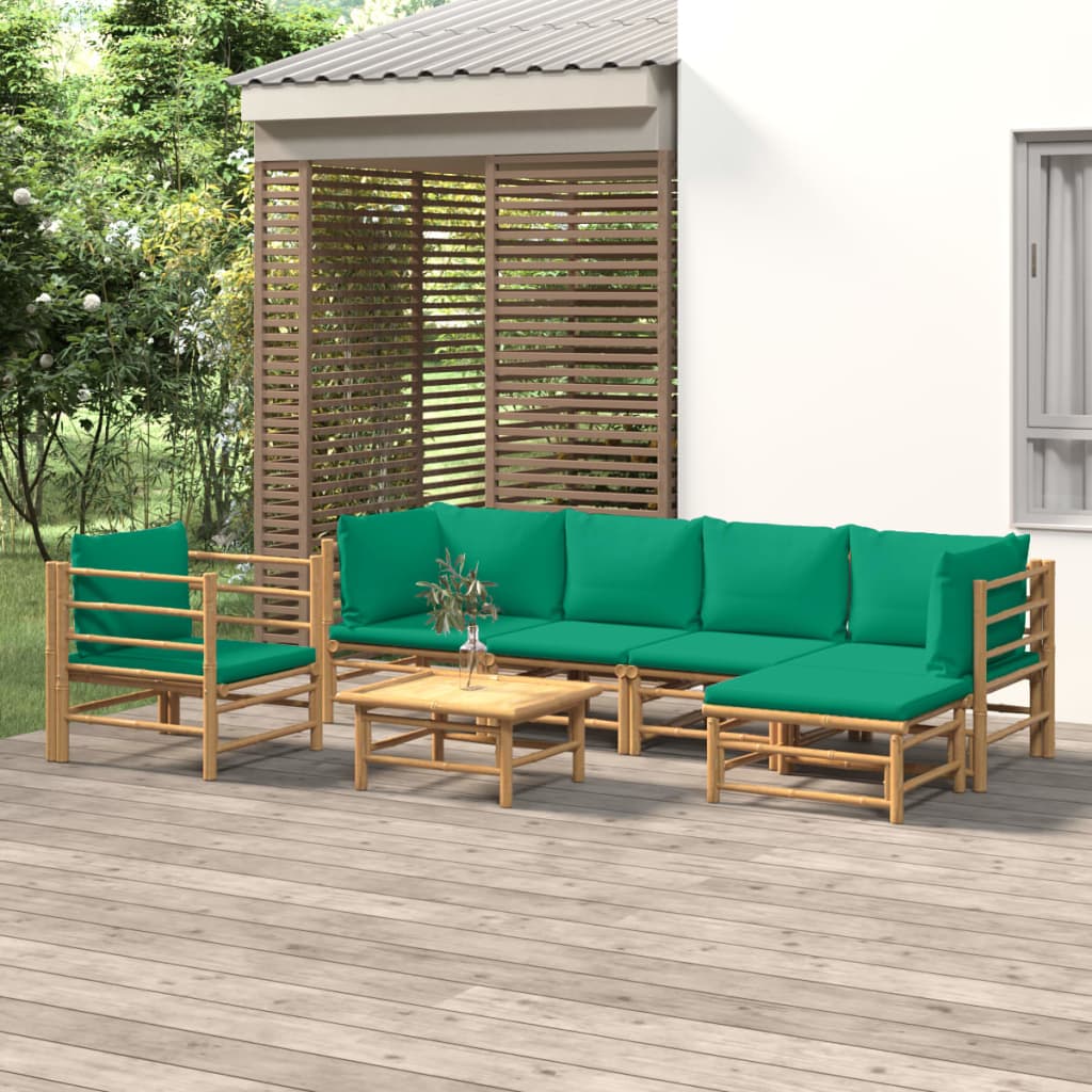 12-Tlg. Garten-Lounge-Set Mit Kissen Bambus