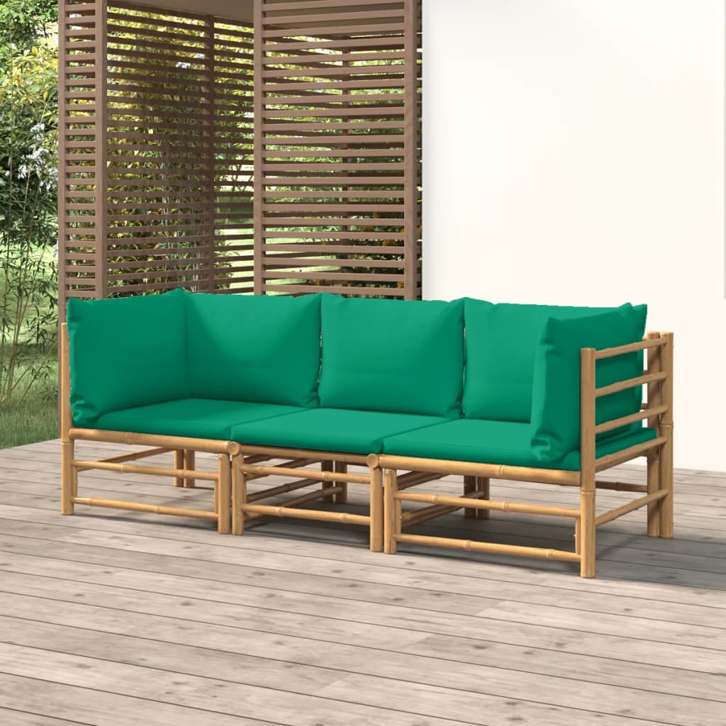 12-Tlg. Garten-Lounge-Set Mit Kissen Bambus