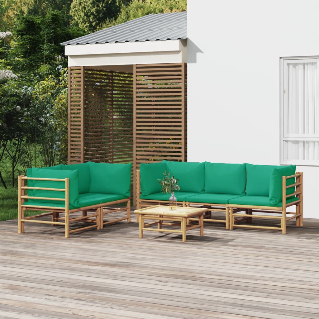 12-Tlg. Garten-Lounge-Set Mit Kissen Bambus