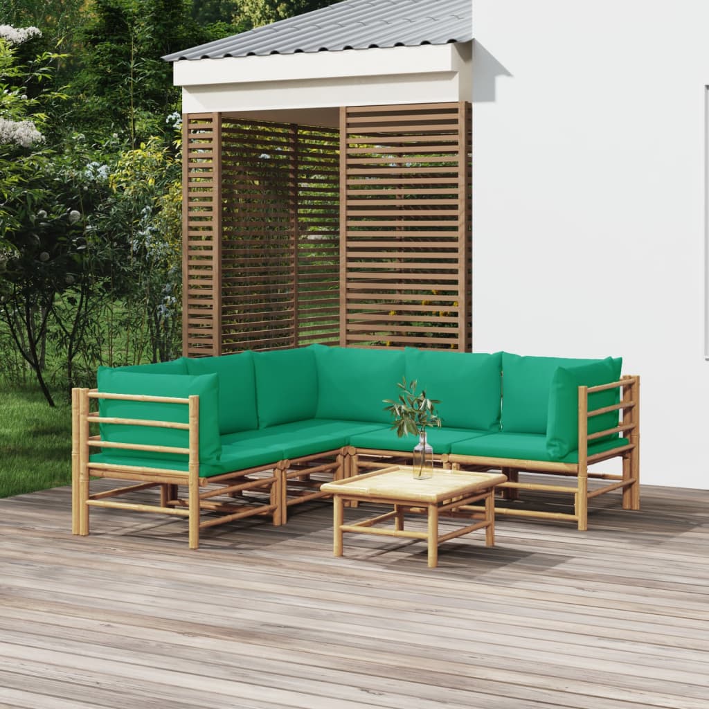 12-Tlg. Garten-Lounge-Set Mit Kissen Bambus