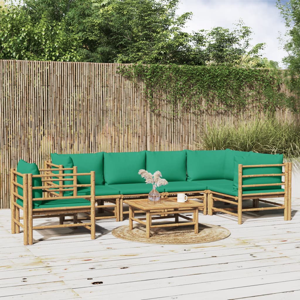 12-Tlg. Garten-Lounge-Set Mit Kissen Bambus