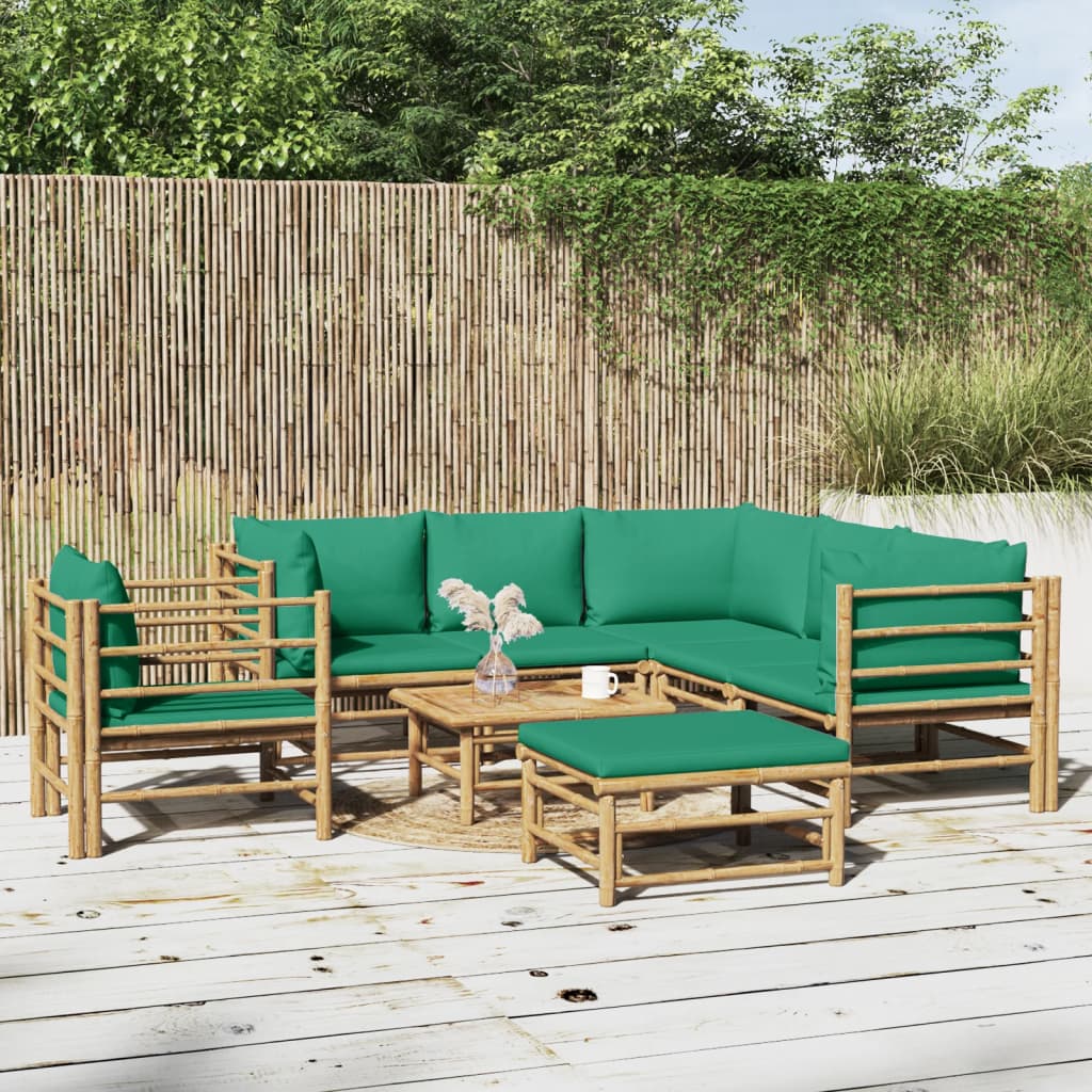 12-Tlg. Garten-Lounge-Set Mit Kissen Bambus